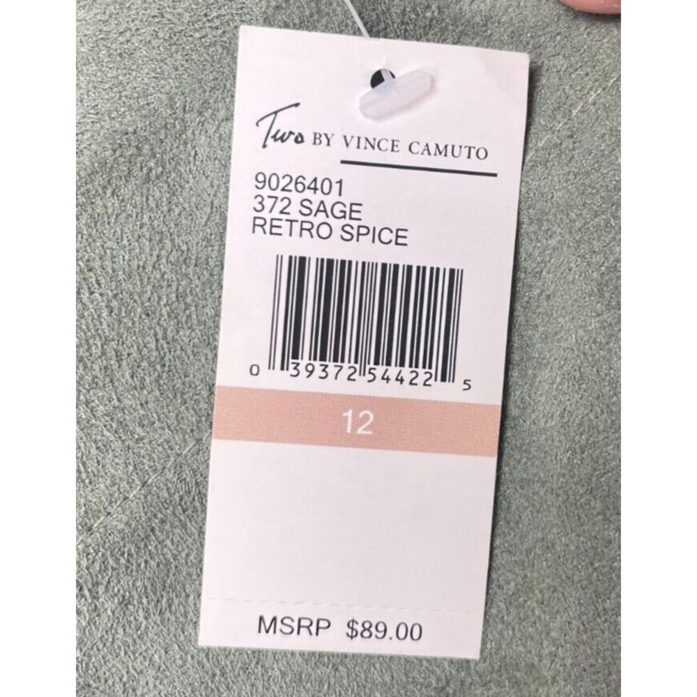 NWT Two By Vince Camuto Faux Suede Mini Skirt Sage 12 Retro Spice MSRP $89 - Picture 6 of 9